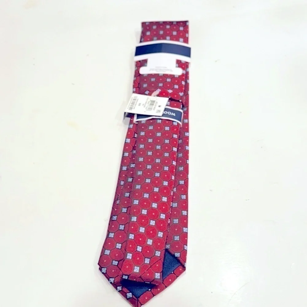 Club Room Tie Mens Red Geller Neat Geometric Necktie